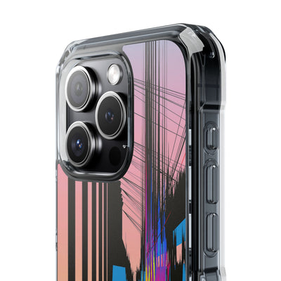 Blue Impact MagSafe Phone Case for iPhone - Fractured Data Skyline