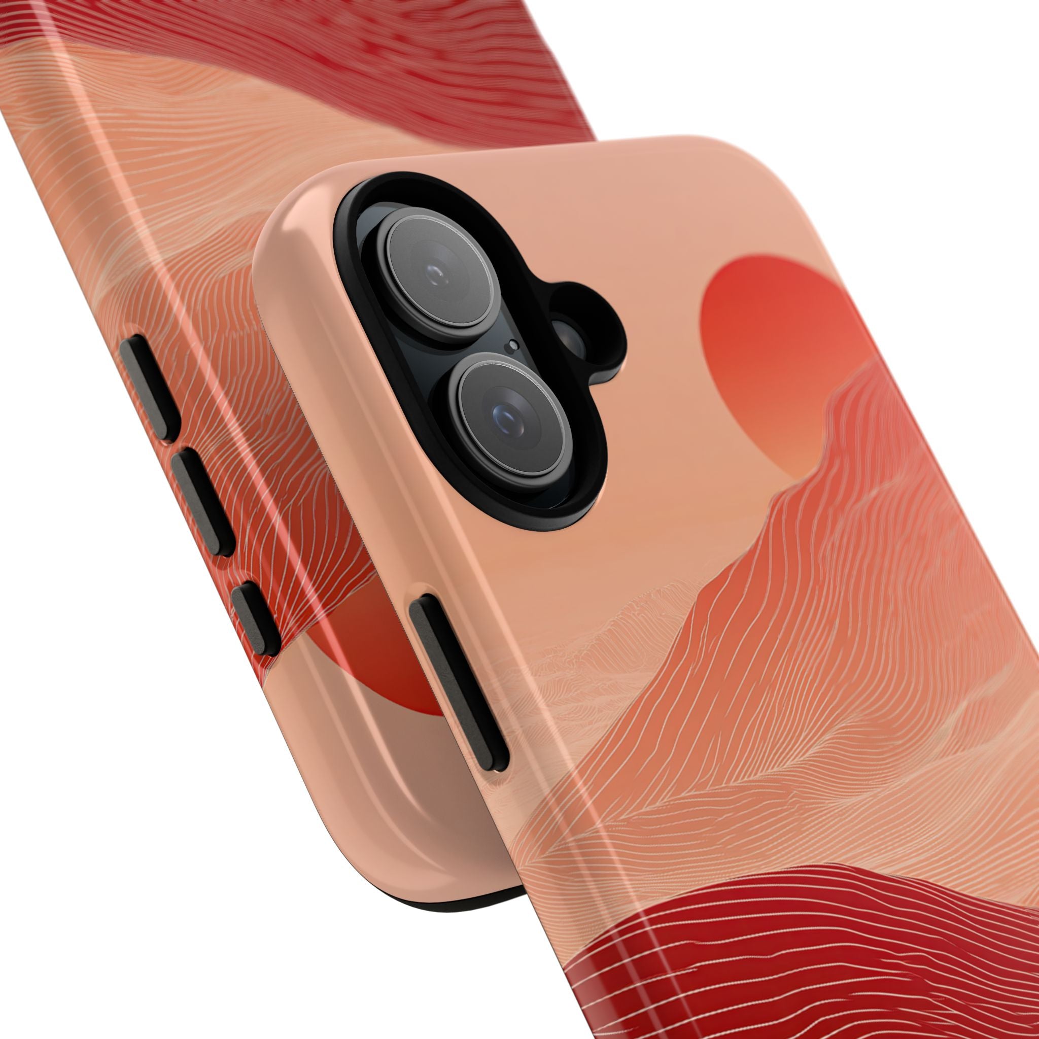 Red Tough Phone Case for iPhone - Crimson Ridge Lines