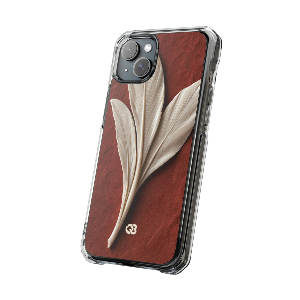 Carved Ivory Plume · Clear Impact Magnetic Phone Case for iPhone · Red