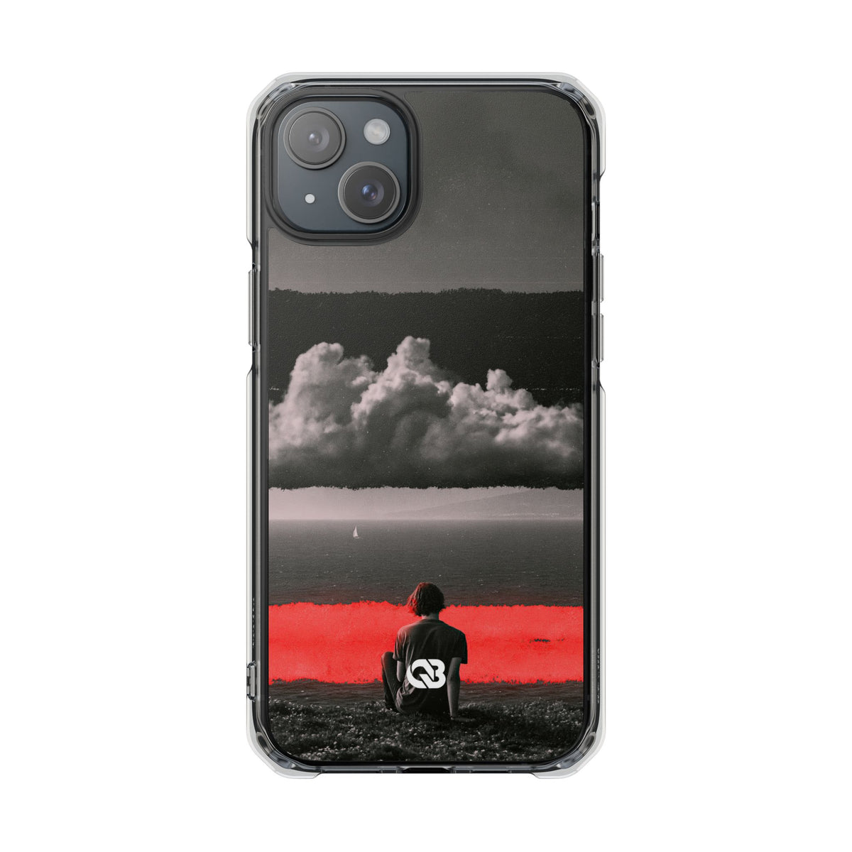 Crimson Horizon · Clear Impact Magnetic Phone Case for iPhone ·  Black