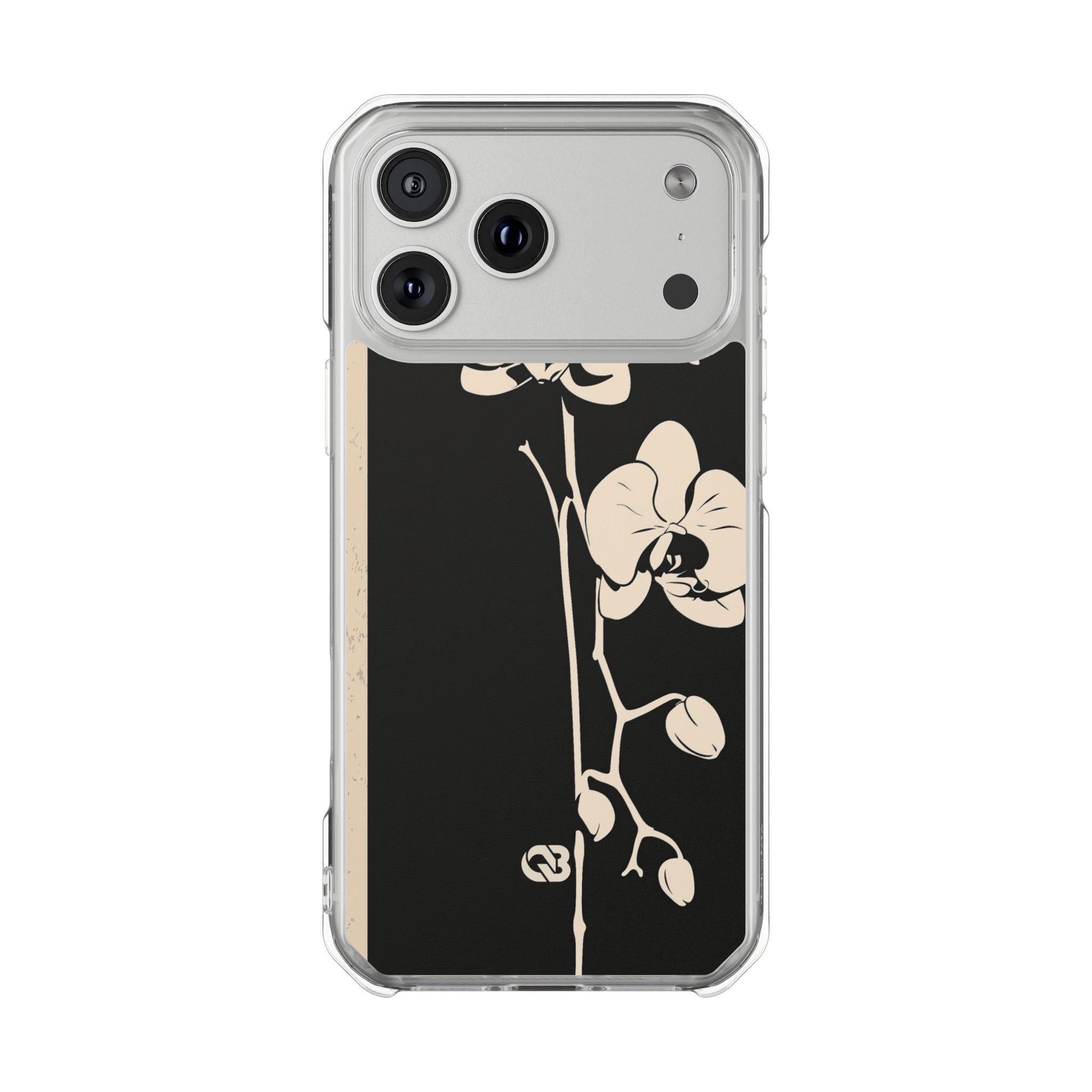 Black Impact MagSafe Phone Case for iPhone - Obsidian Bone Orchid