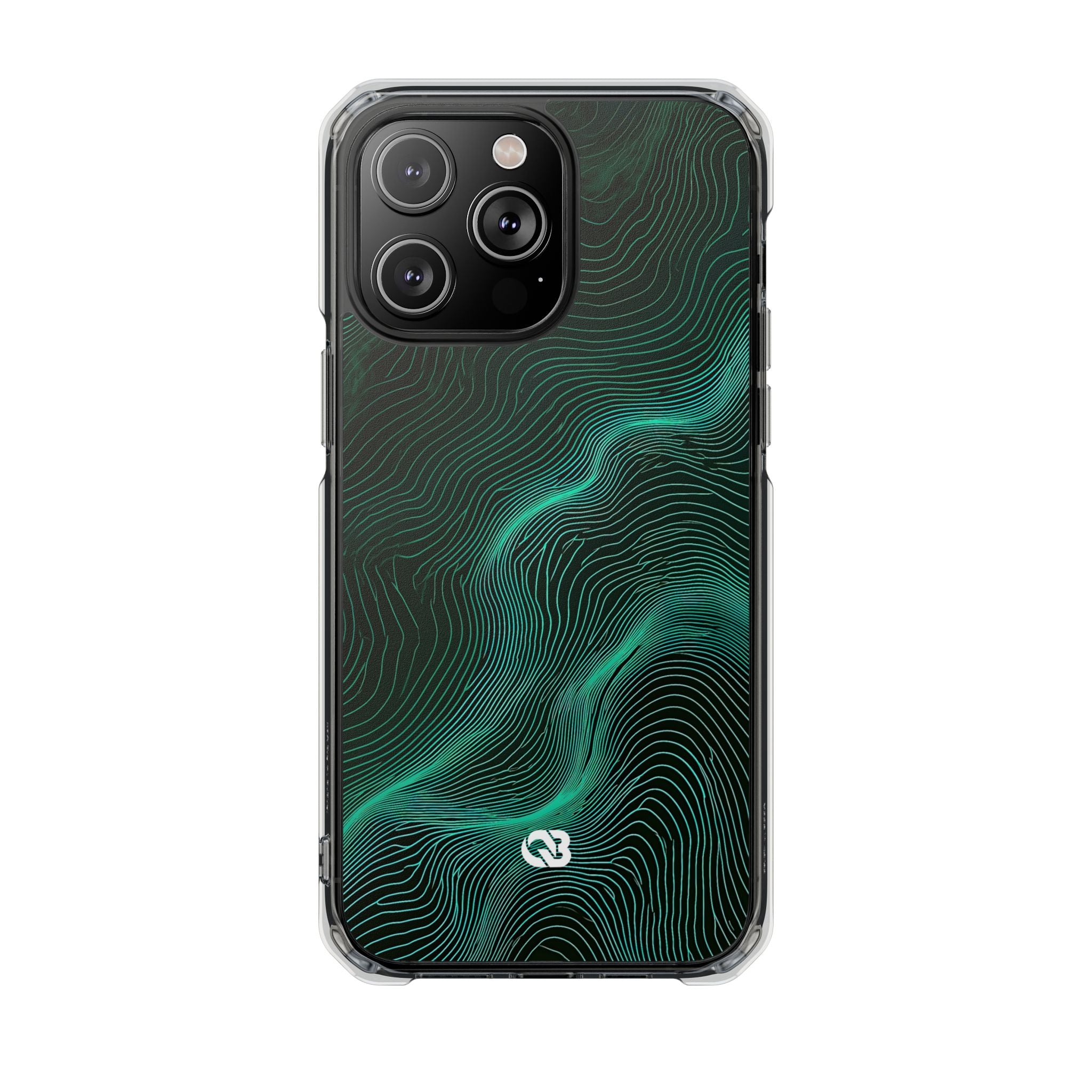 Teal Impact MagSafe Phone Case for iPhone - Neon Jade Contour