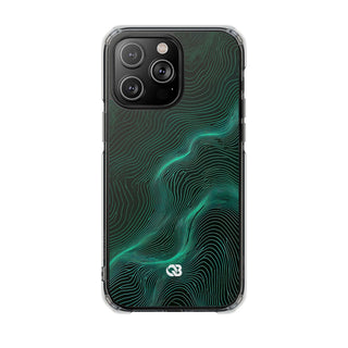 Teal Impact MagSafe Phone Case for iPhone - Neon Jade Contour