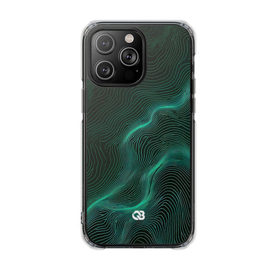 Teal Impact MagSafe Phone Case for iPhone - Neon Jade Contour
