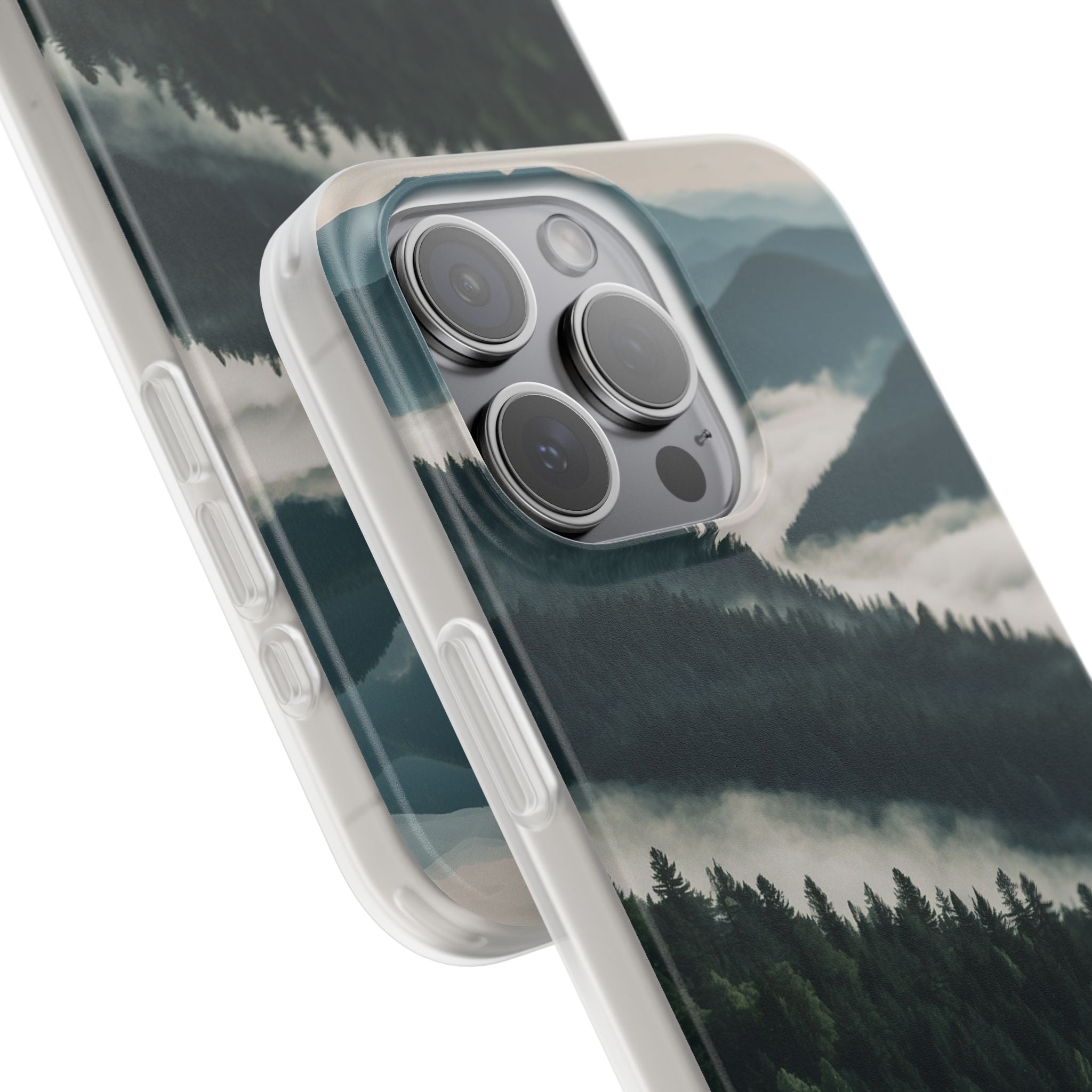 Misty Pine Peaks · Soft Hoesje voor iPhone