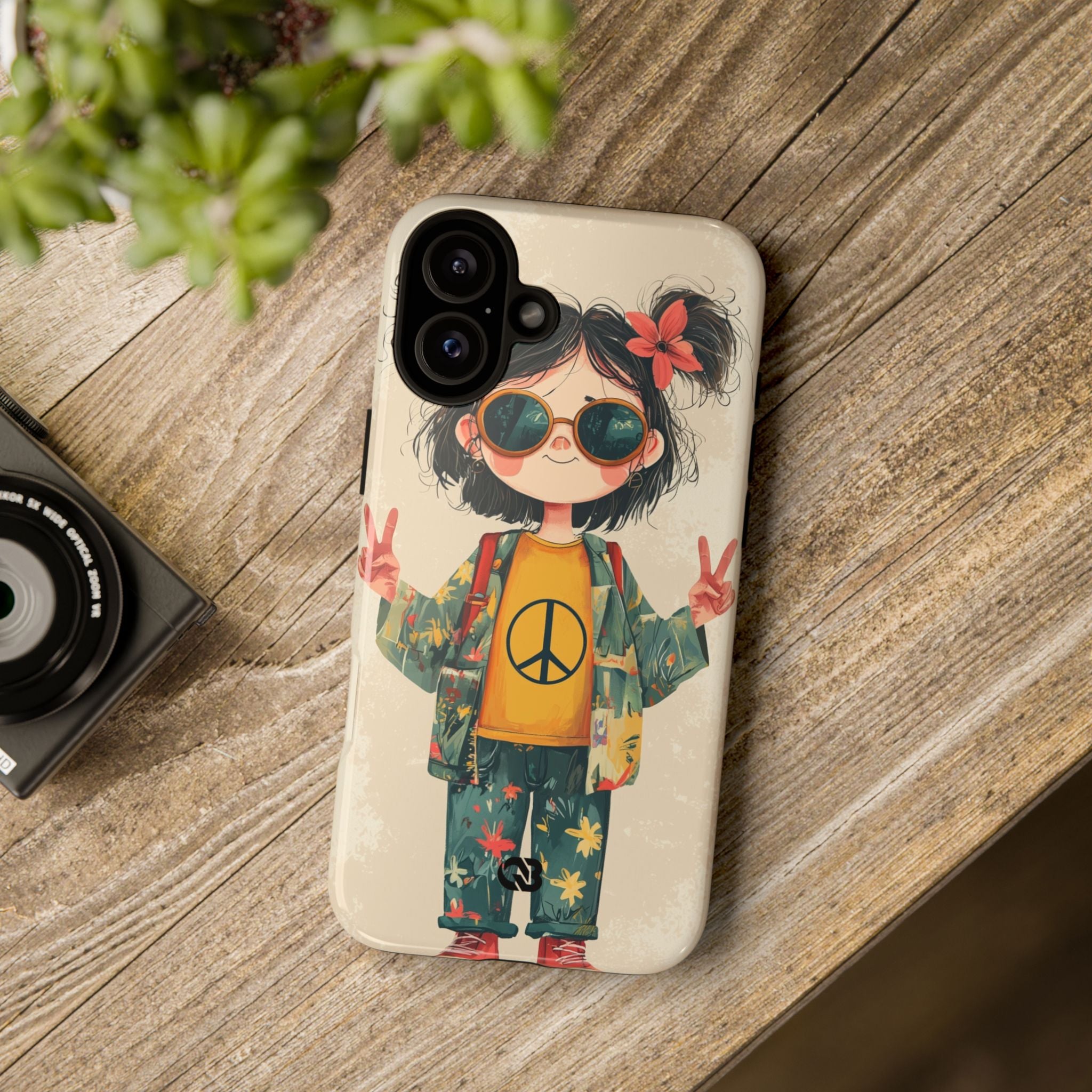 Retro Peace Girl · Tough Phone Case for iPhone