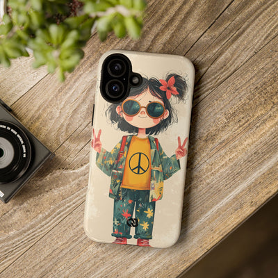 Retro Peace Girl · Tough Phone Case for iPhone