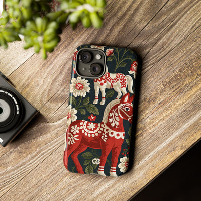 Nordic Dala Meadow · Tough Phone Case for iPhone · Red