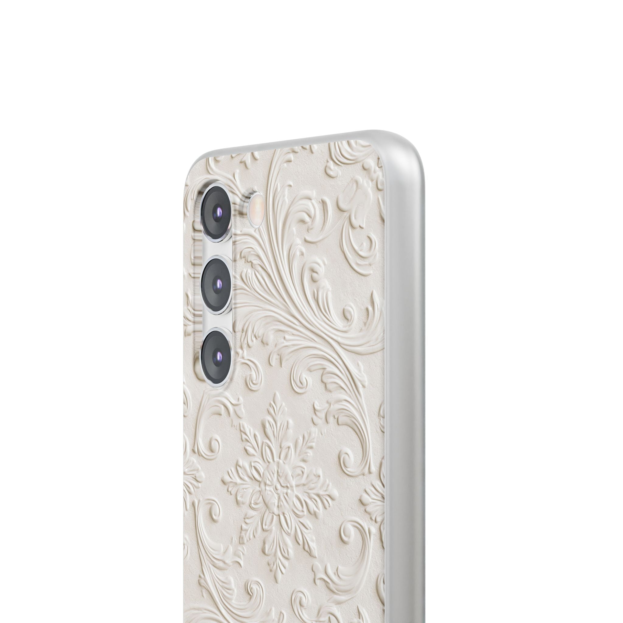 White Lite Phone Case for Samsung - Alabaster Floral Relief