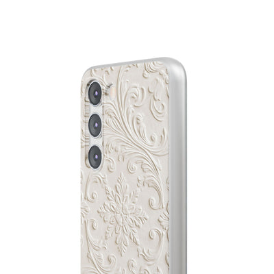 White Lite Phone Case for Samsung - Alabaster Floral Relief