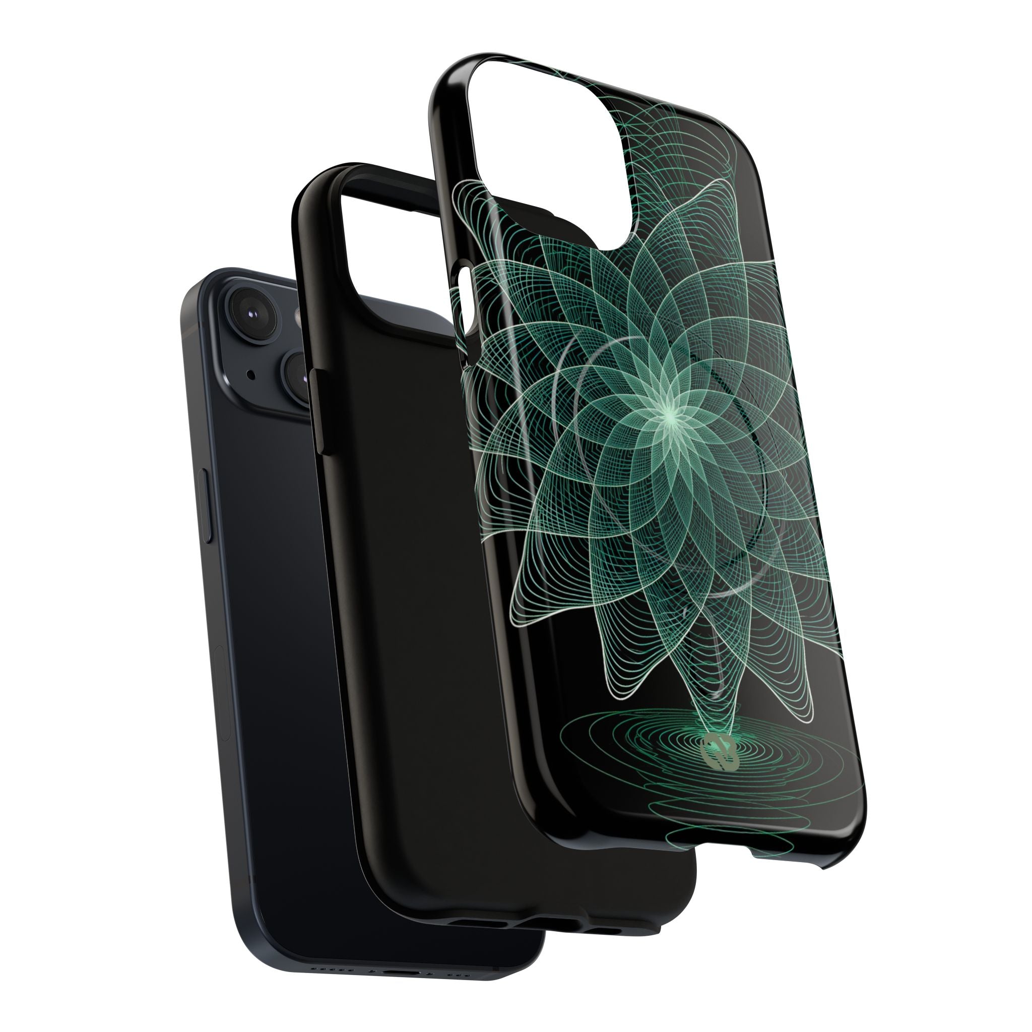 Green Tough 2.0 Magsafe Phone Case for iPhone - Cyan Signal Bloom