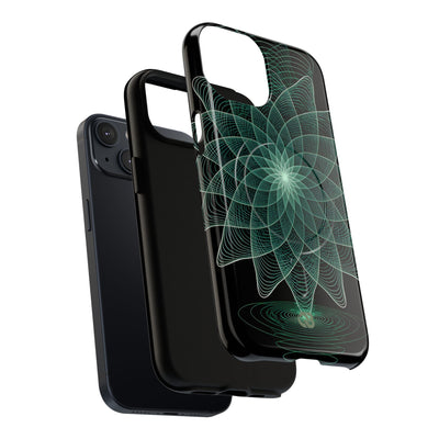 Green Tough 2.0 Magsafe Phone Case for iPhone - Cyan Signal Bloom