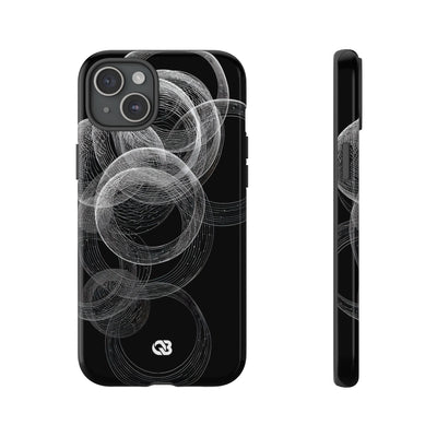 Black Tough Phone Case for iPhone - Kinetic Wireframe Orbit