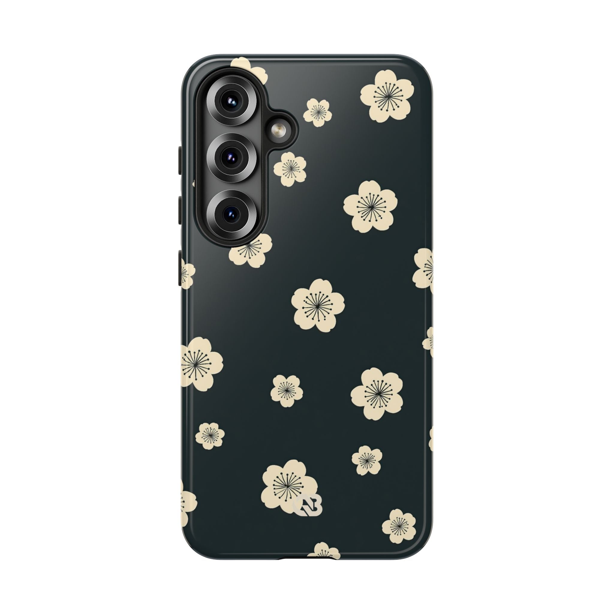 Teal Tough Phone Case for Samsung - Obsidian Cream Petals