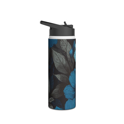 Blue Petal Bloom - Stainless Steel Water Bottle