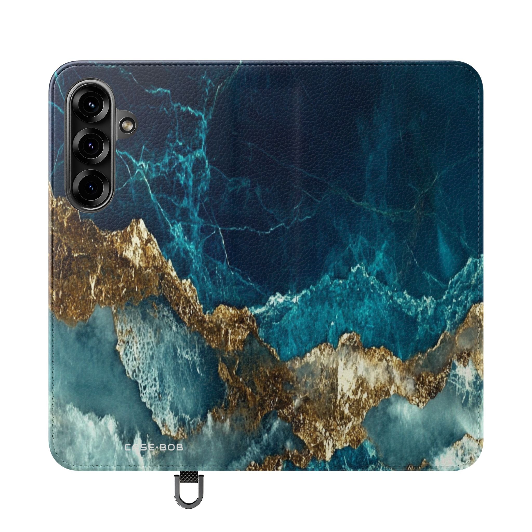 Golden Fracture Teal - Samsung S25+ Case - Wallet