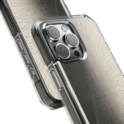 Beige Impact MagSafe Phone Case for iPhone - Brutalist Graphite Grid