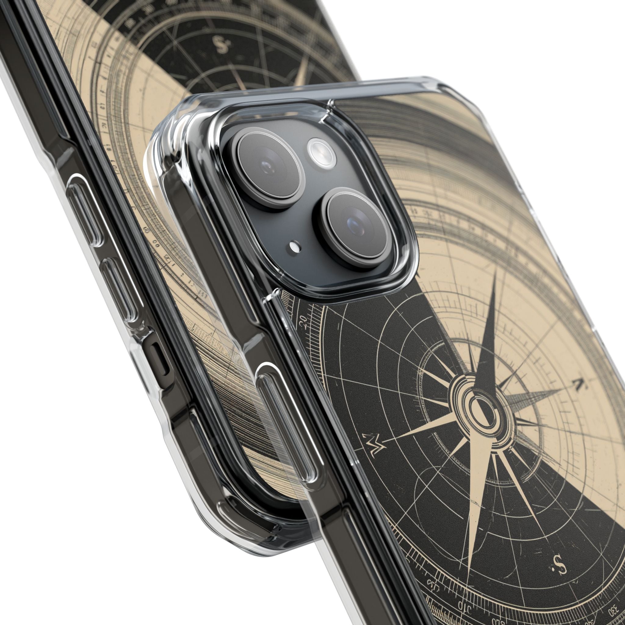 Beige Impact MagSafe Phone Case for iPhone - Obsidian Nautical Blueprint