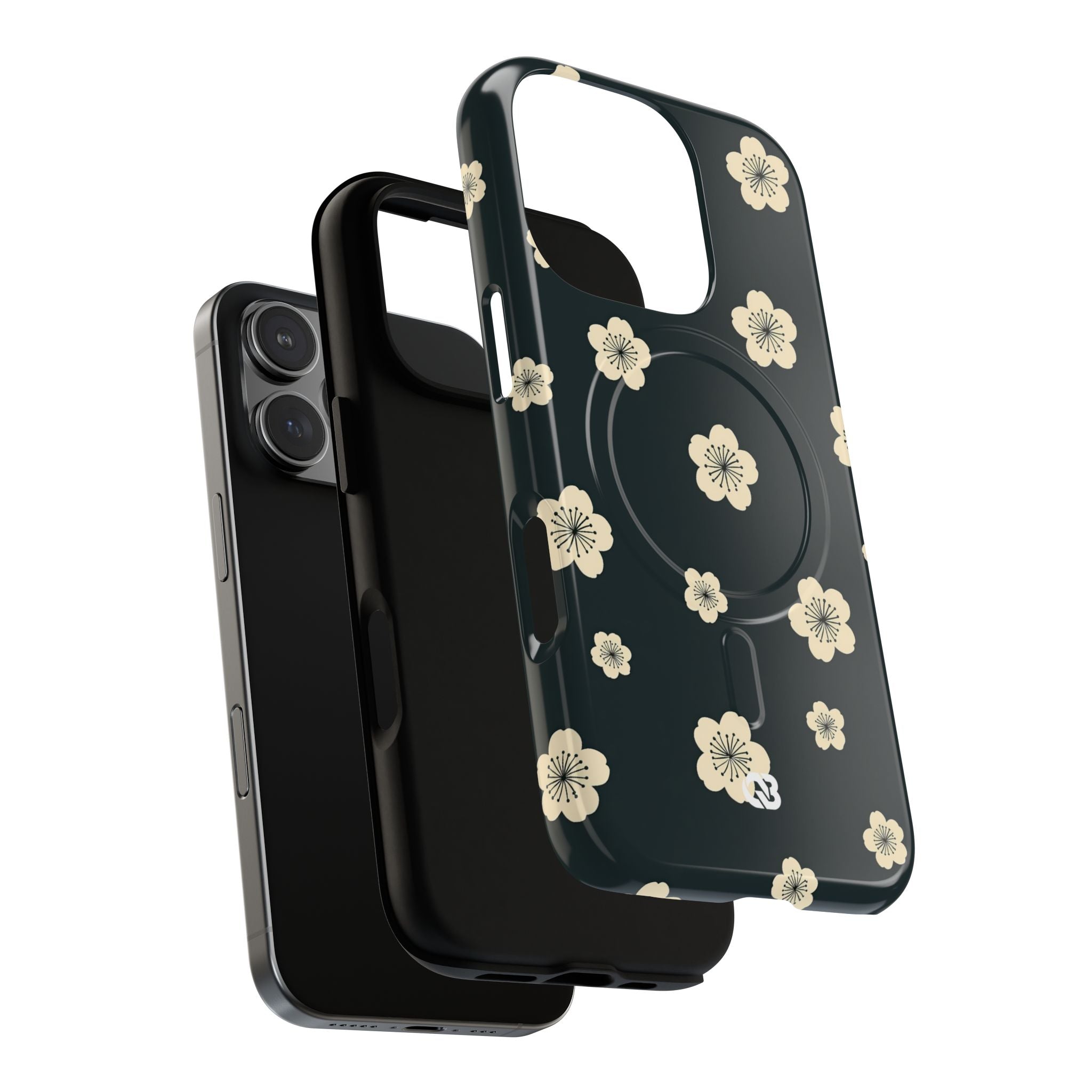 Teal Tough 2.0 Magsafe Phone Case for iPhone - Obsidian Cream Petals