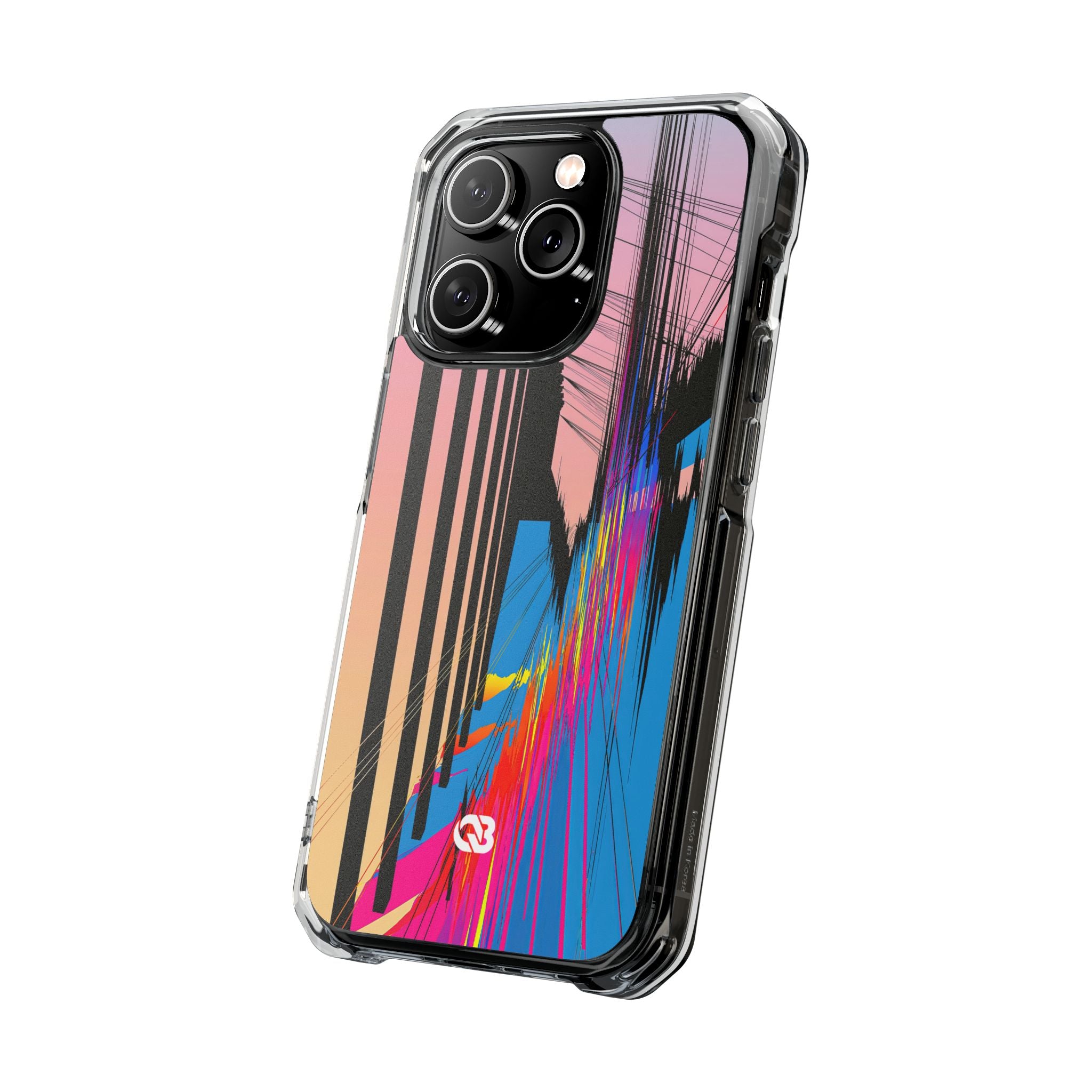 Blue Impact MagSafe Phone Case for iPhone - Fractured Data Skyline