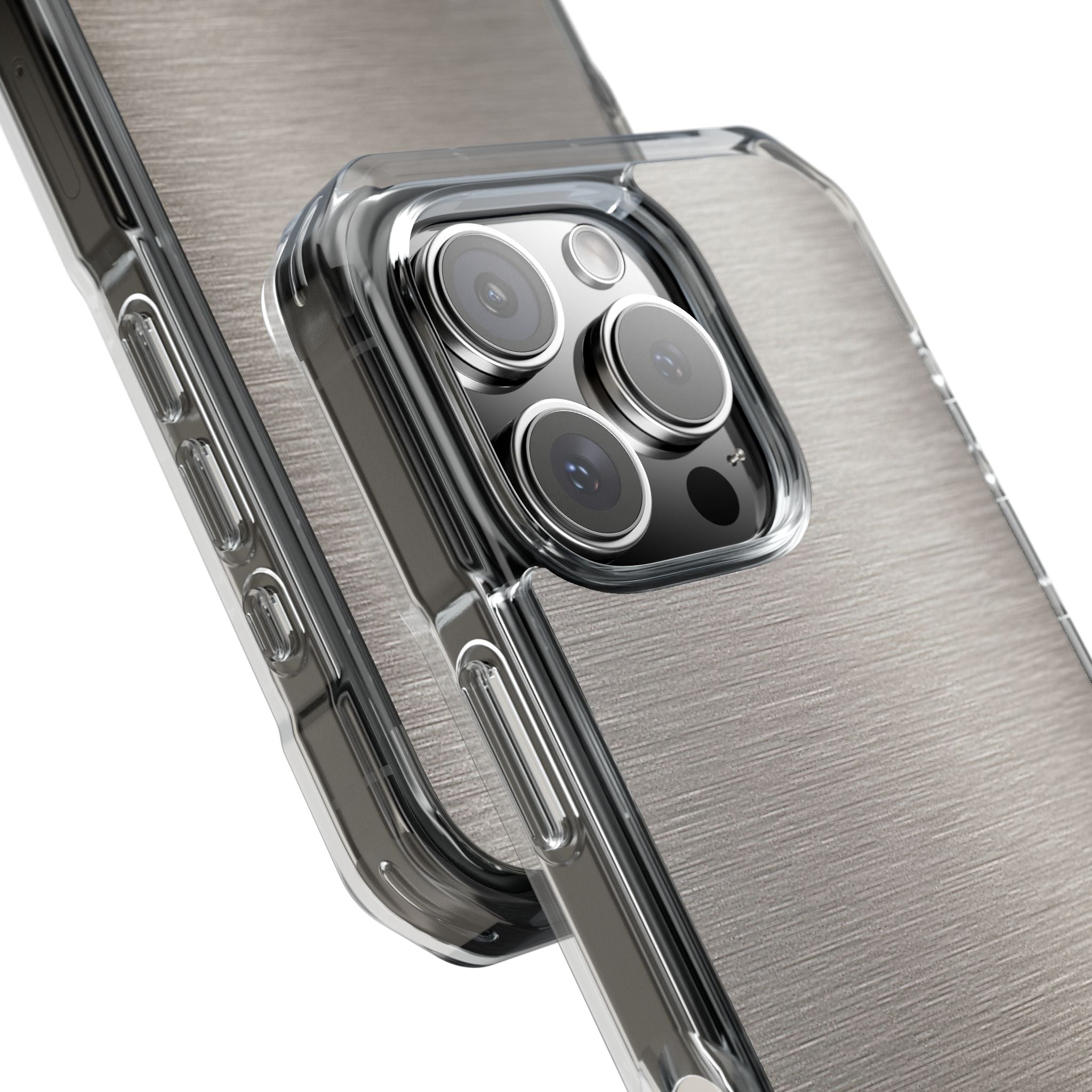 Grey Impact MagSafe Phone Case for iPhone - Brushed Nickel Linen