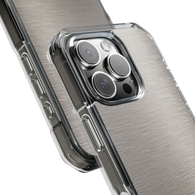 Grey Impact MagSafe Phone Case for iPhone - Brushed Nickel Linen