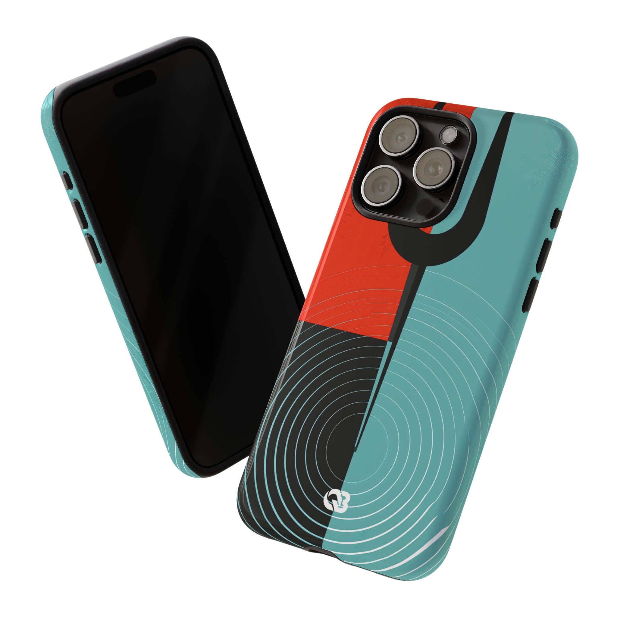Teal Tough Phone Case for iPhone - Sonic Static Split