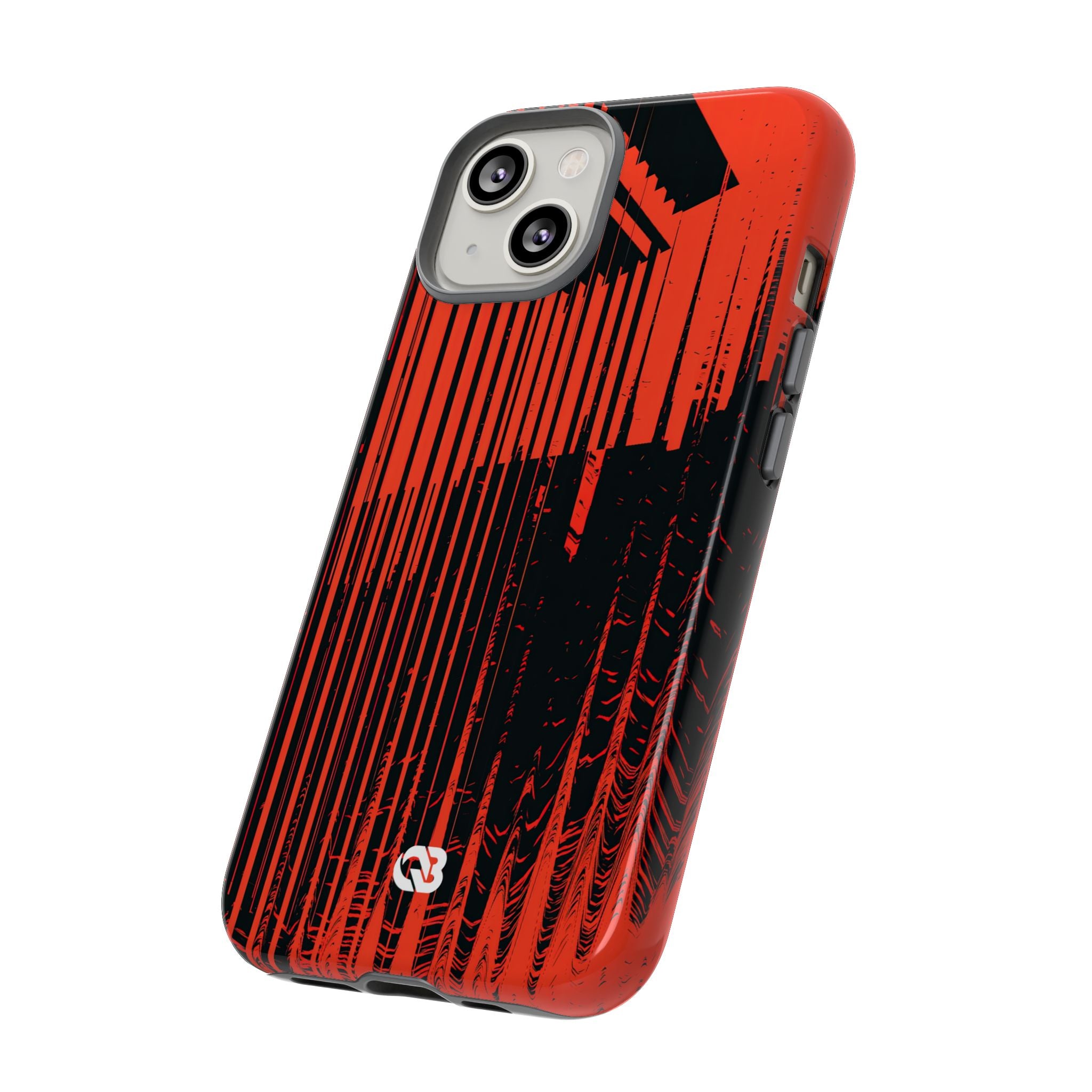 Red Tough Phone Case for iPhone - Crimson Brutalist Distortion