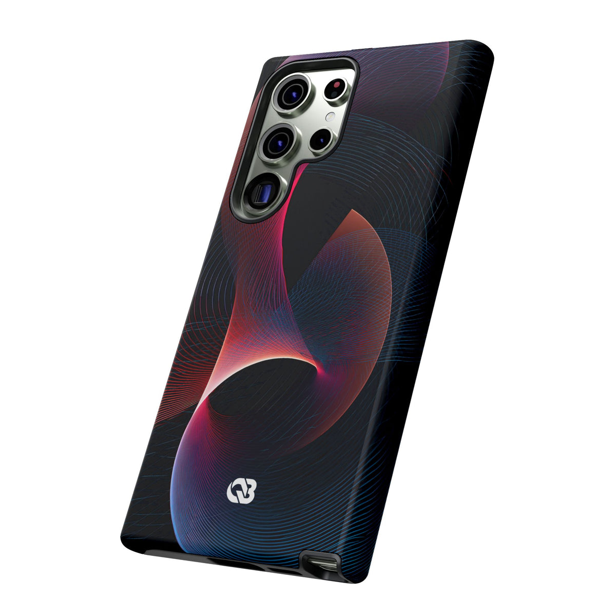 Black Tough Phone Case for Samsung - Cobalt Crimson Flux