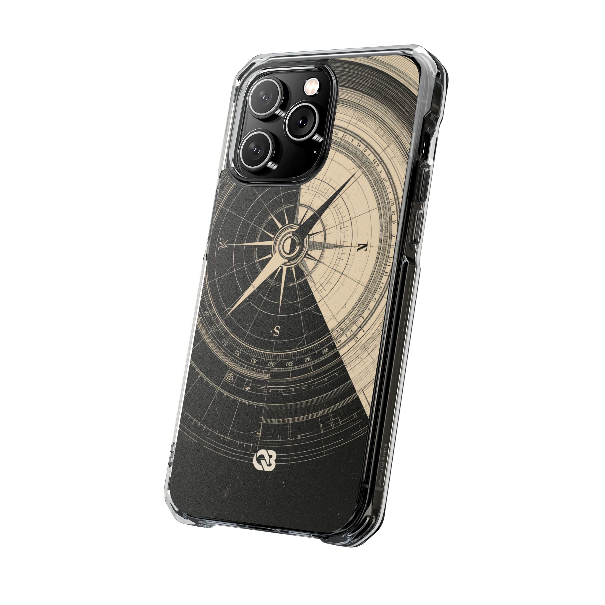 Beige Impact MagSafe Phone Case for iPhone - Obsidian Nautical Blueprint