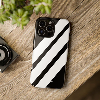 Diagonal Bands Noir iPhone 16 Pro Max Case - Tough
