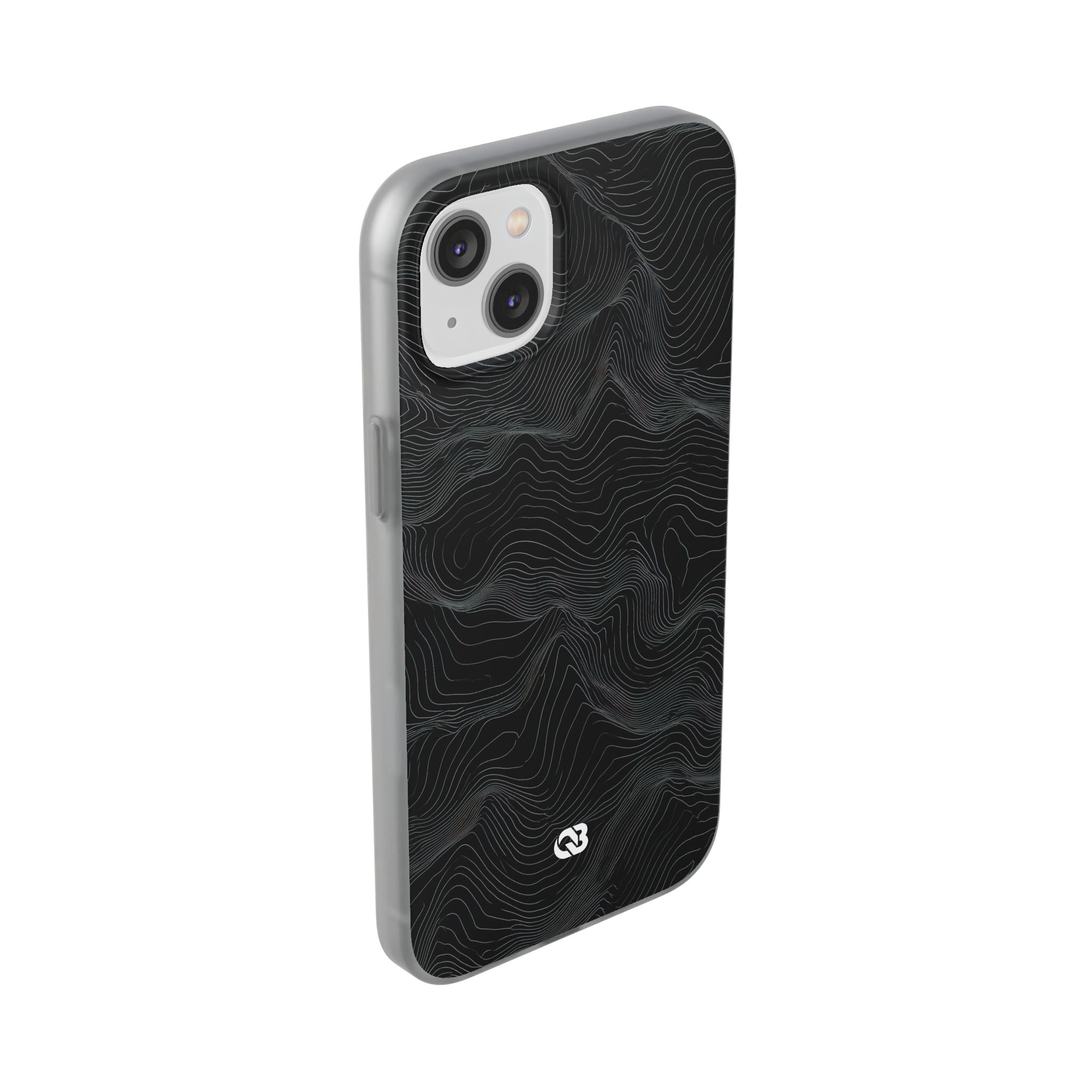 Black Lite Phone Case for iPhone - Obsidian Topo Wireframe