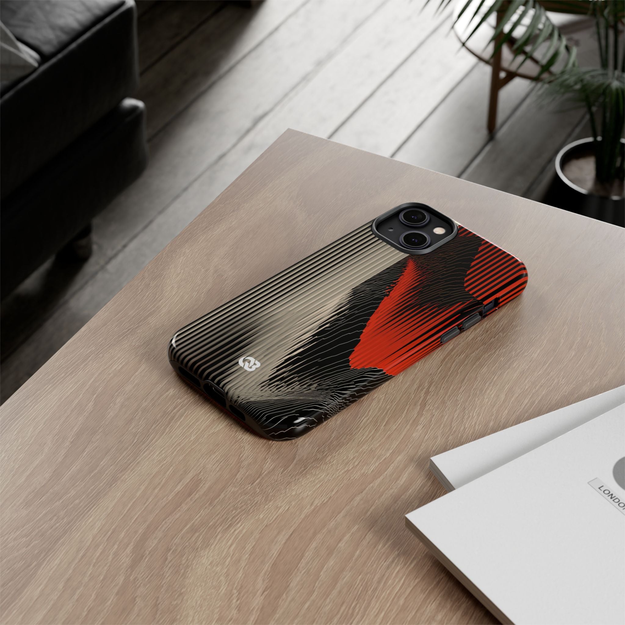 Red Tough Phone Case for iPhone - Crimson Pulse Topo