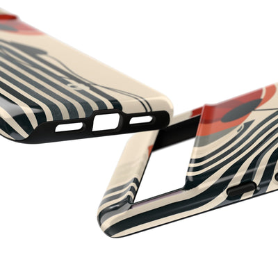 Beige Tough Phone Case for Google Pixel - Crimson Line Bloom