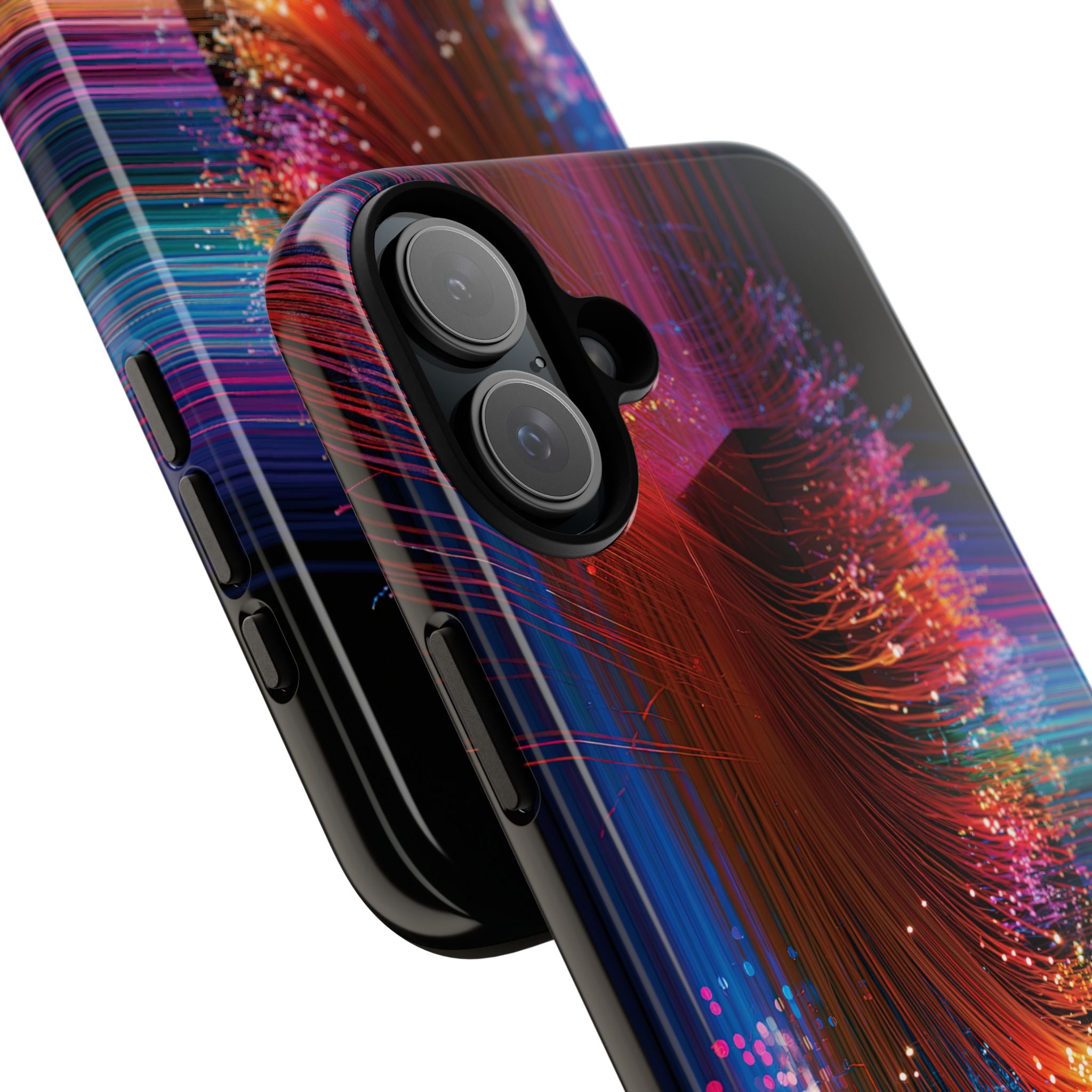 Black Tough Phone Case for iPhone - Cyber Optic Streak
