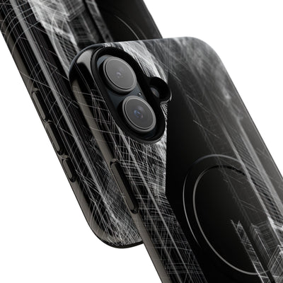 Black Tough 2.0 Magsafe Phone Case for iPhone - Ghost Urban Wireframe