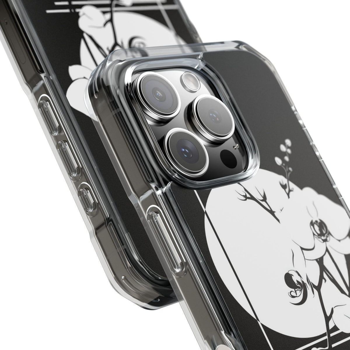Nocturne Orchid Bloom · Clear Impact Magnetic Phone Case for iPhone ·  Black