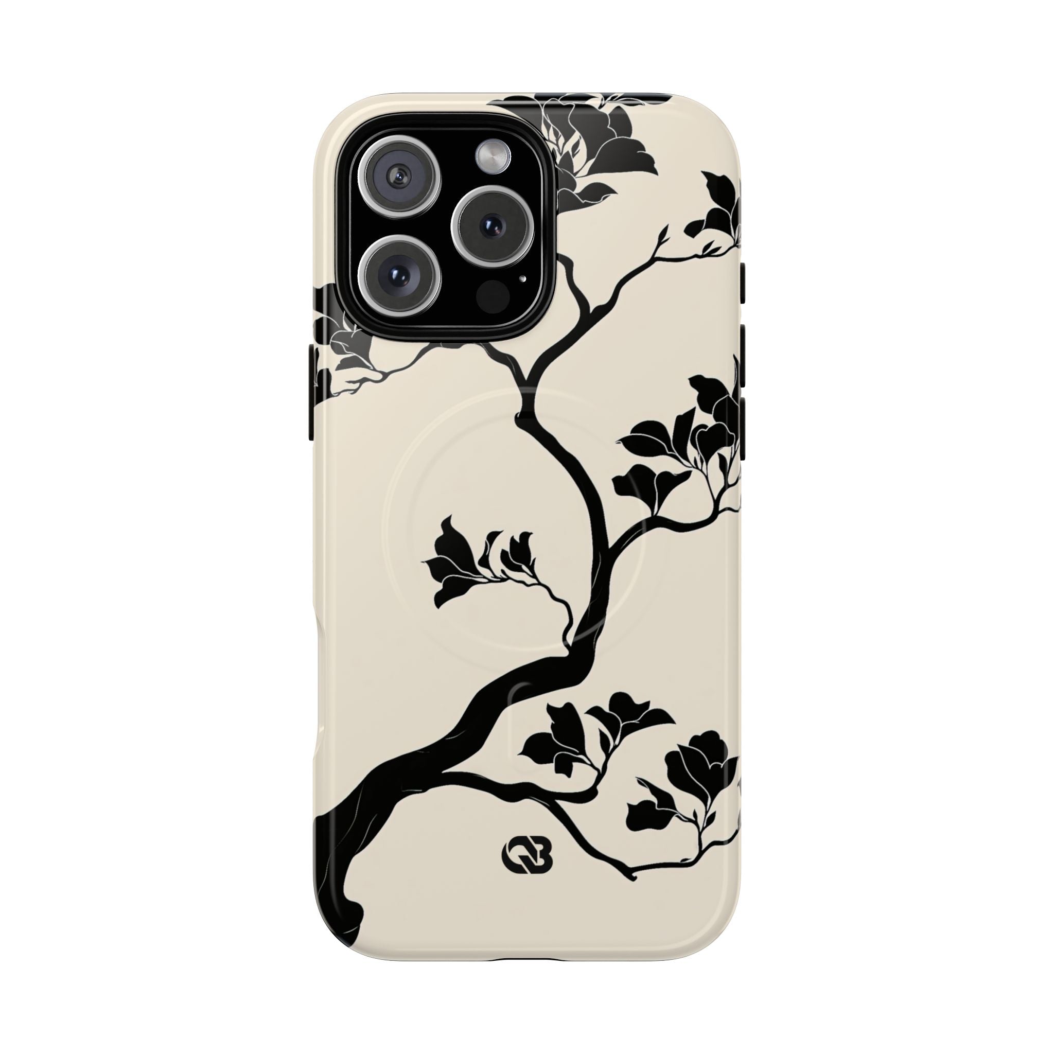 Beige Tough 2.0 Magsafe Phone Case for iPhone - Obsidian Bonsai Silhouette