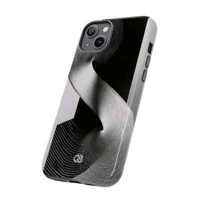 Grey Tough Phone Case for iPhone - Obsidian Moiré Wave