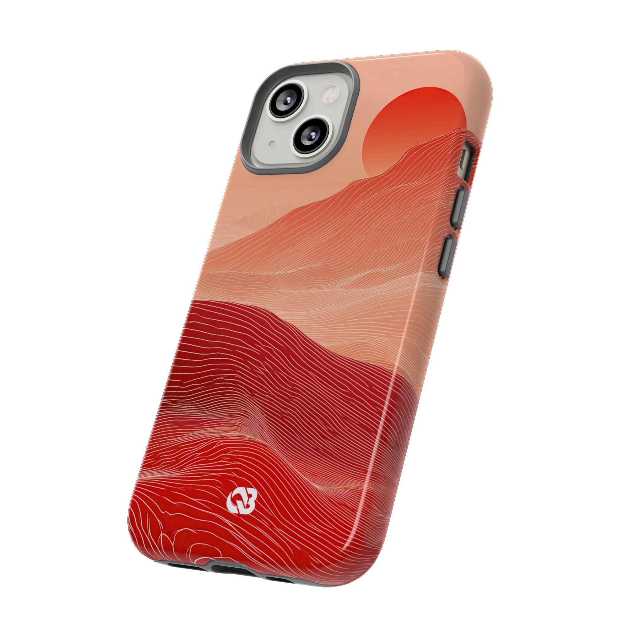 Red Tough Phone Case for iPhone - Crimson Ridge Lines