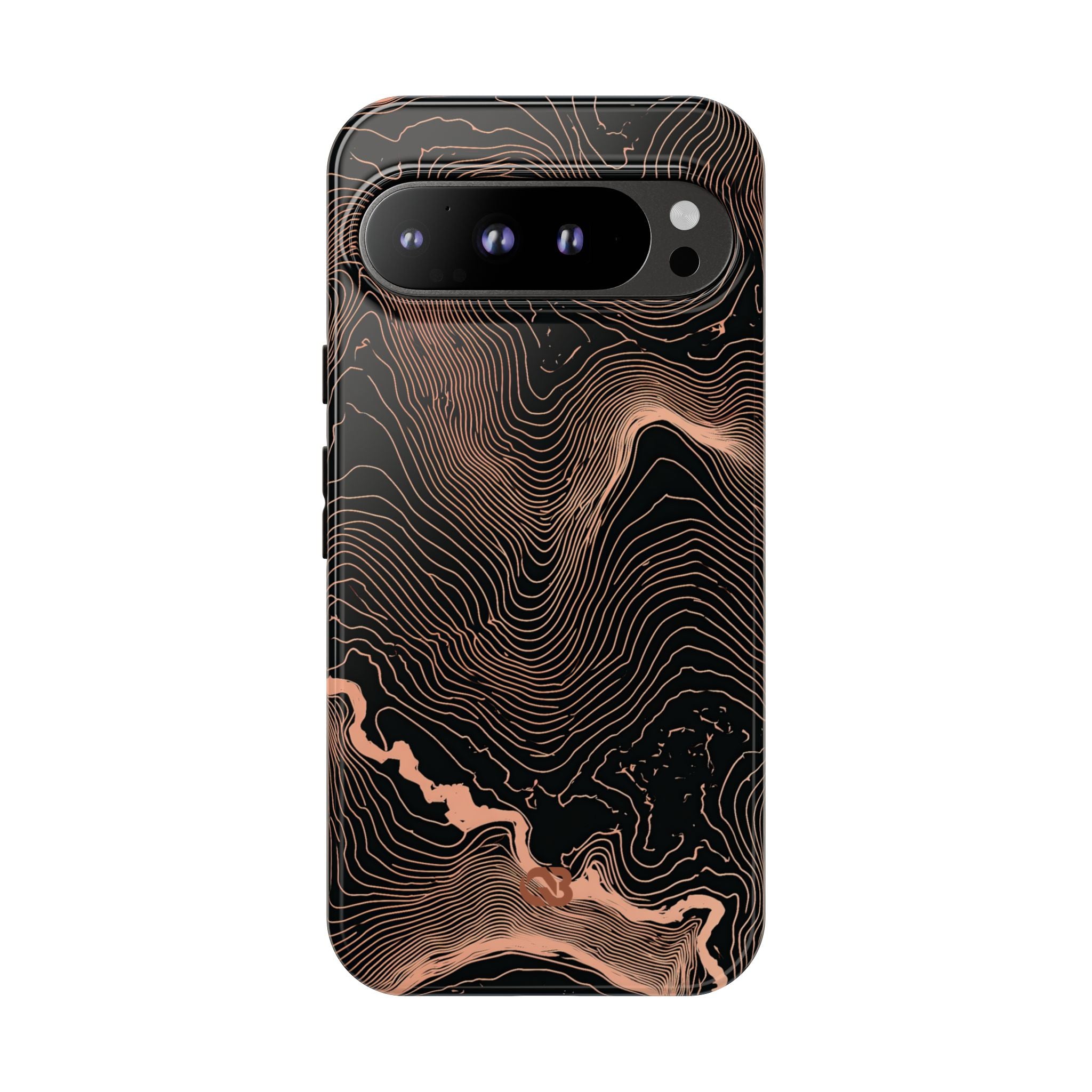 Orange Tough Phone Case for Google Pixel - Salmon Ridge Topo