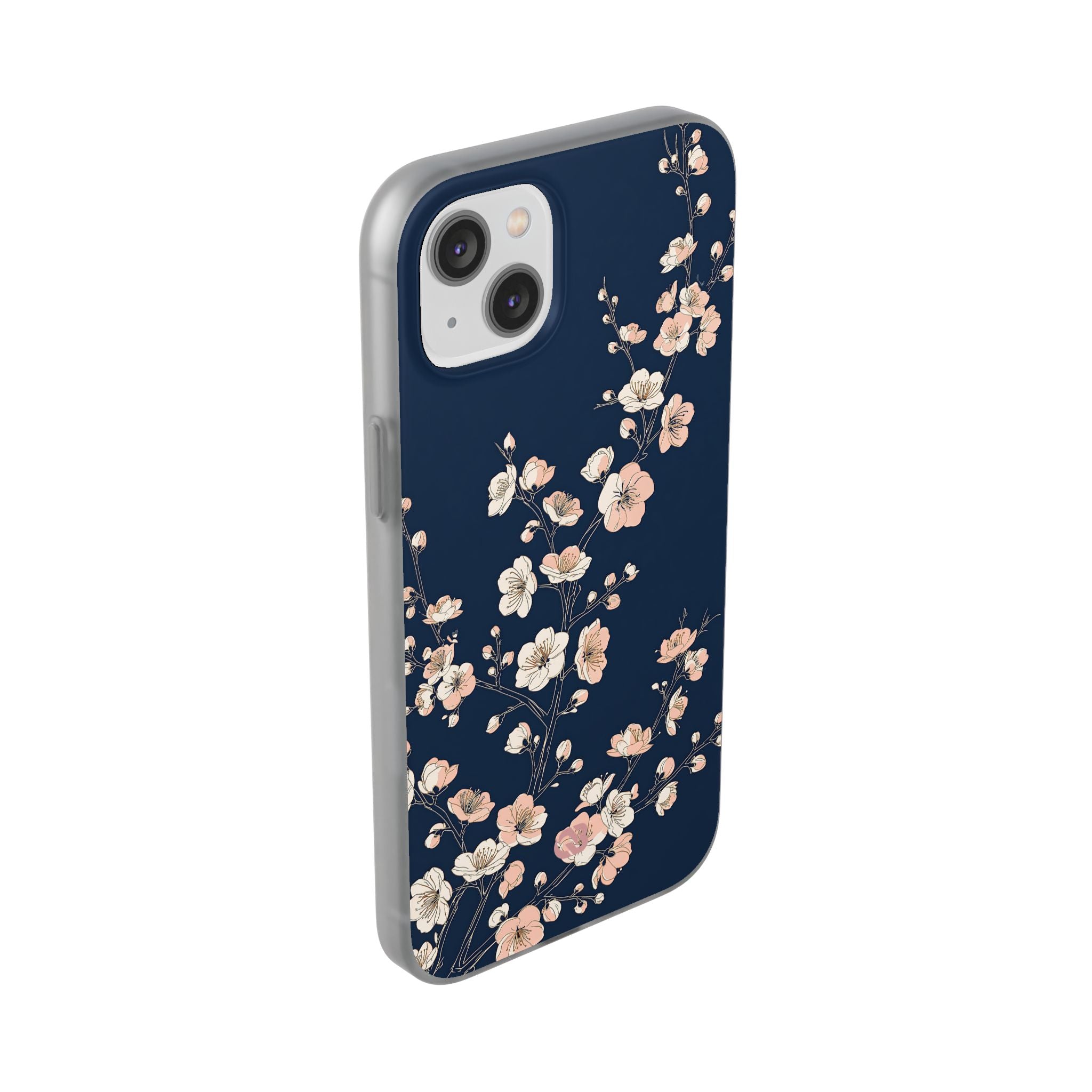Blue Lite Phone Case for iPhone - Midnight Peach Sakura