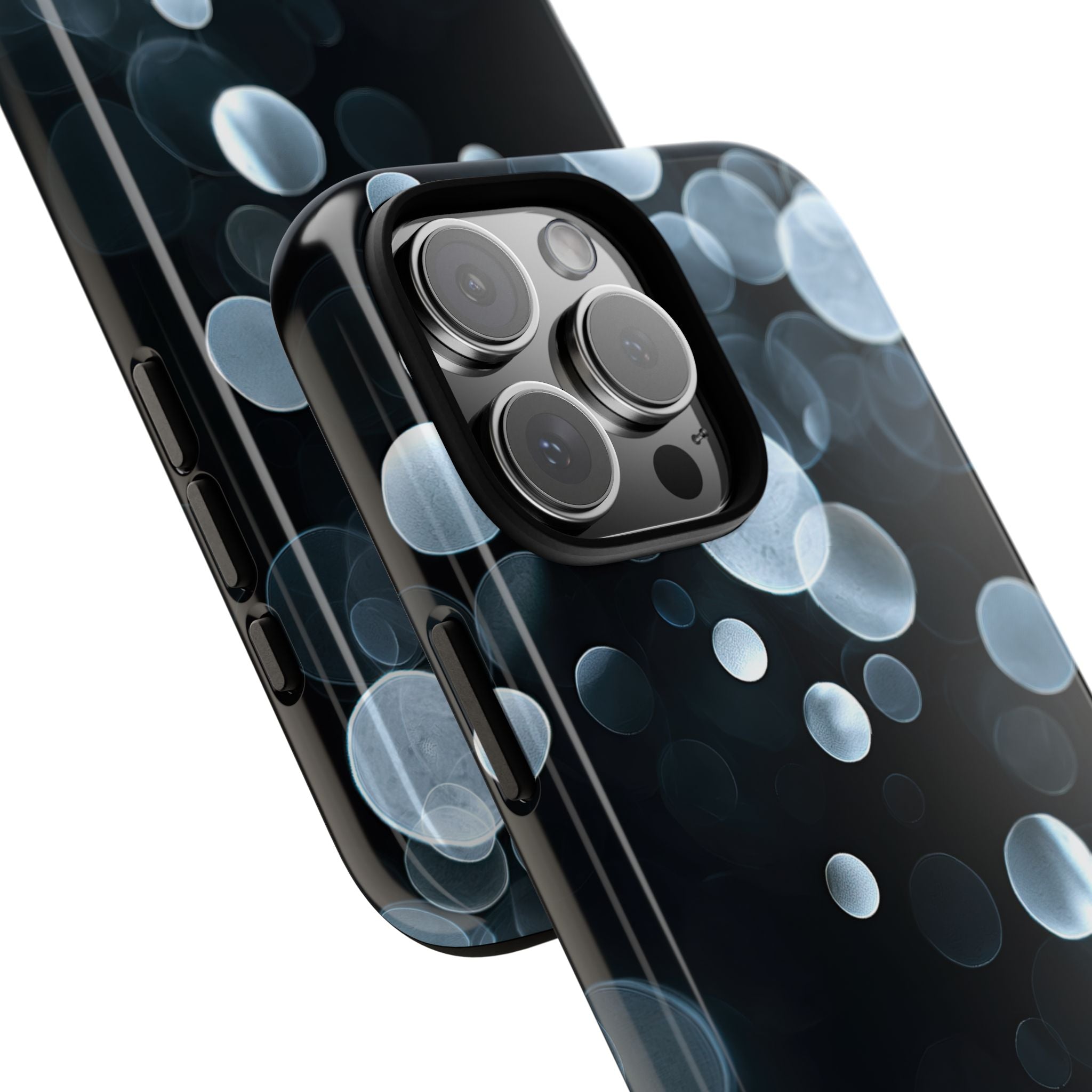 Black Tough Phone Case for iPhone - Silver Orbit Glow