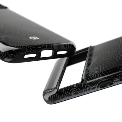 Black Tough Phone Case for Google Pixel - Obsidian Topo Wireframe