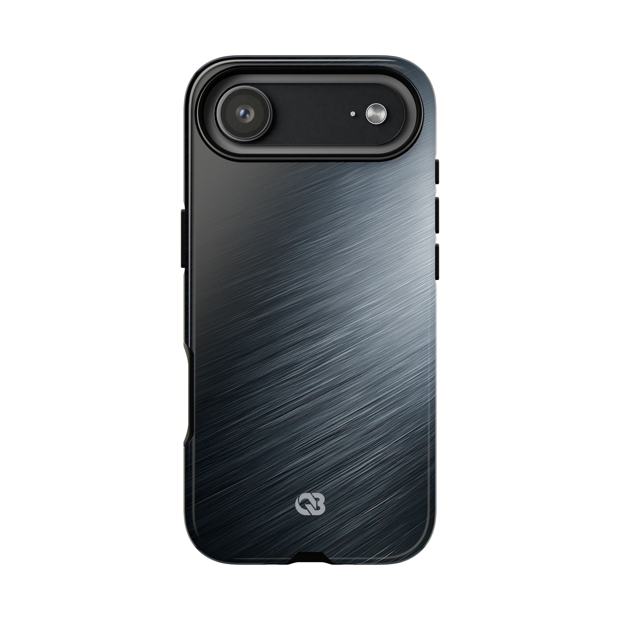 Grey Tough Phone Case for iPhone - Charcoal Brushed Steel