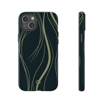 Green Tough Phone Case for iPhone - Obsidian Sage Flow