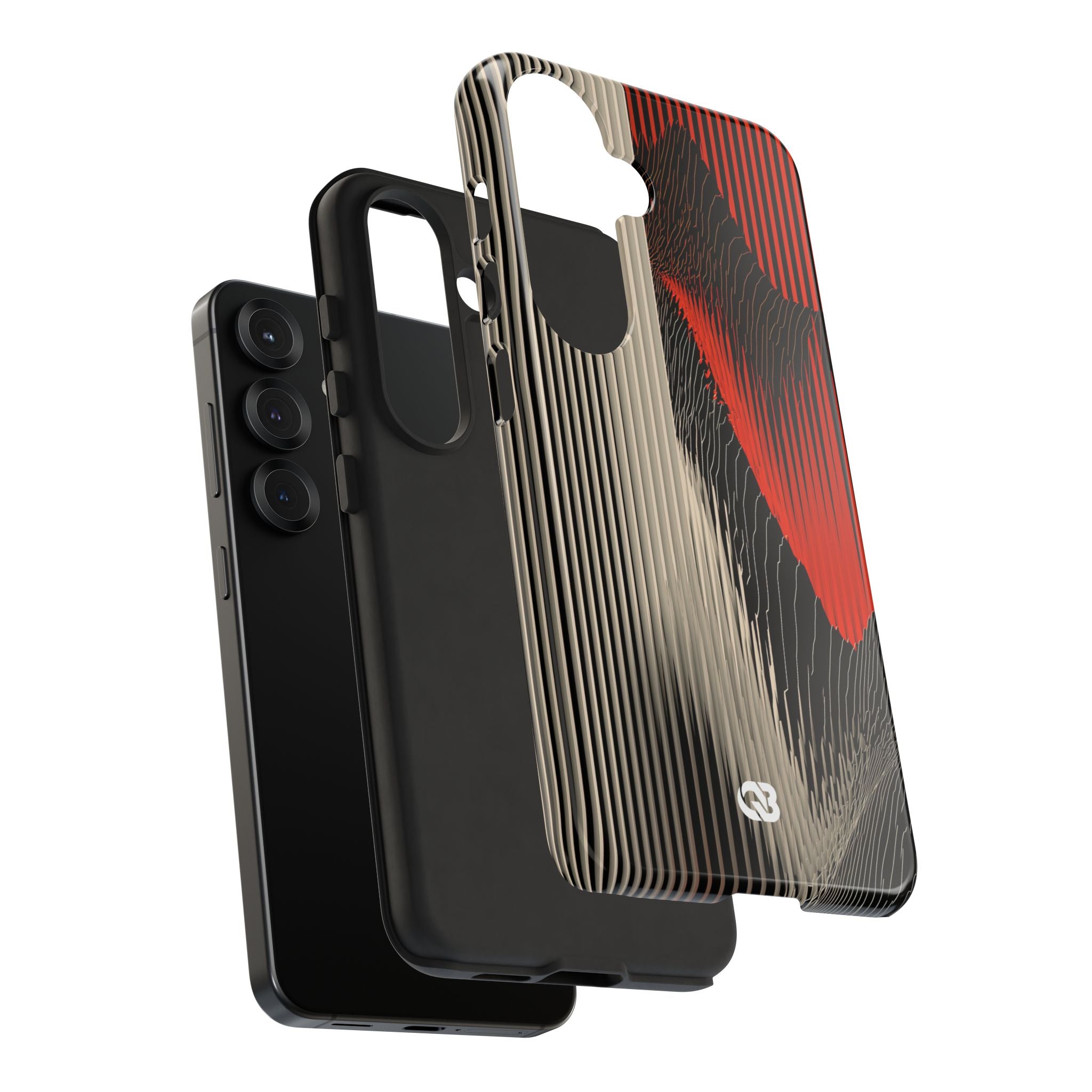 Red Tough Phone Case for Samsung - Crimson Pulse Topo