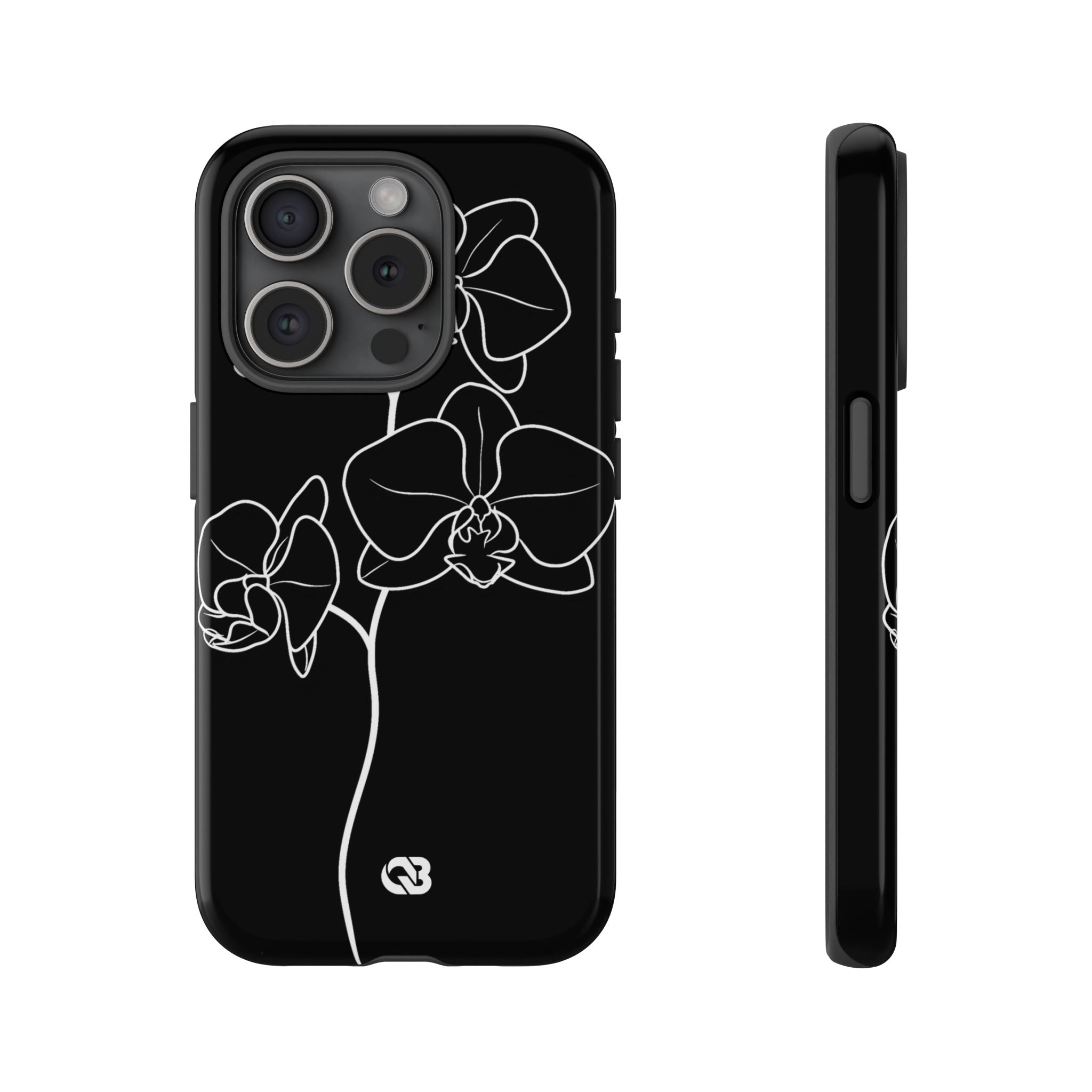Black Tough Phone Case for iPhone - Noir Alabaster Orchid