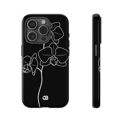 Black Tough Phone Case for iPhone - Noir Alabaster Orchid