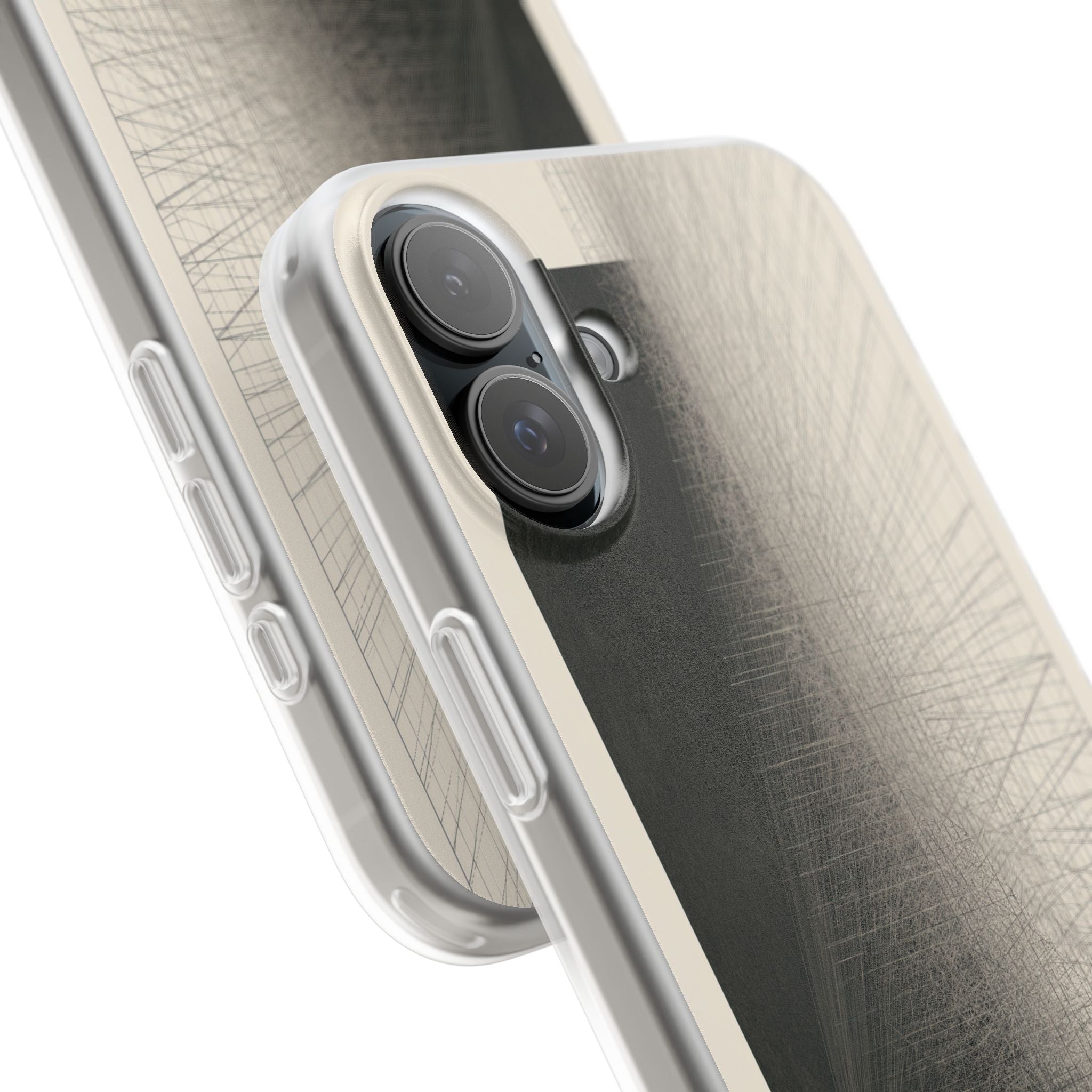 Beige Lite Phone Case for iPhone - Brutalist Graphite Grid